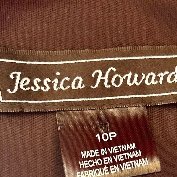 JESSICA Howard Midi Black Belted Geometric-Print A-Line Dress Size 10P - Picture 11 of 11